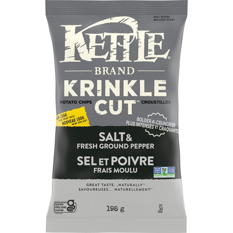 Kettle Krinkle Cut Salt & Ground Pepper Potato Chips, 198 g