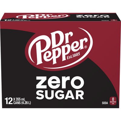 Dr Pepper Zero Sugar, 355 mL, 12 ct