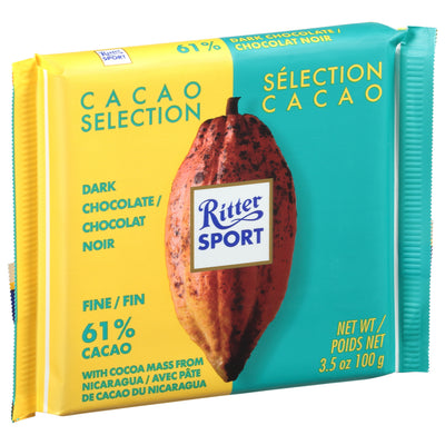 RITTER SPORT Fine 61% Cacao Dark Chocolate 99g
