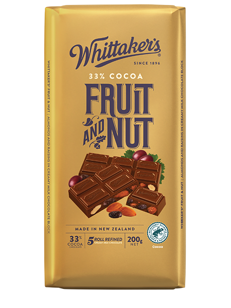 Whittaker's 33% Cocoa Fruit and Nut Bar, 200 g