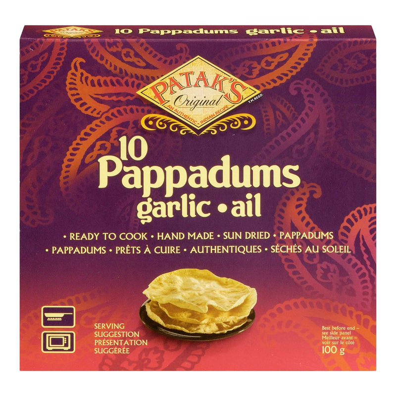 Patak's Pappadums Garlic Ail, 100 g