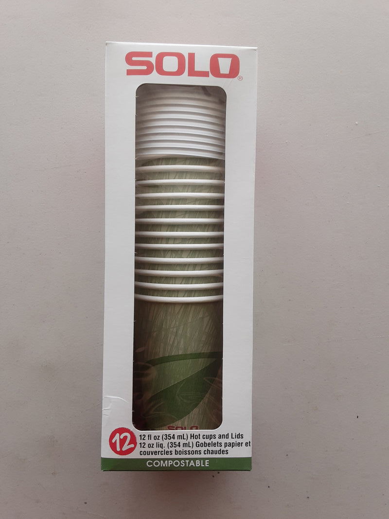 SOLO Hot Cups And Lids 354ml 12 Pack