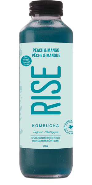 Rise Peach & Mango Kombucha, 414 mL