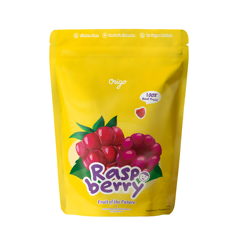 Origo Freeze Dried Gluten Free No Sugar Added 100% Real Raspberries, 20 g
