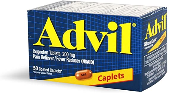 Advil 200 mg Caplets Ibuprofen Pain Reliever Fever Reducer, 50 ct
