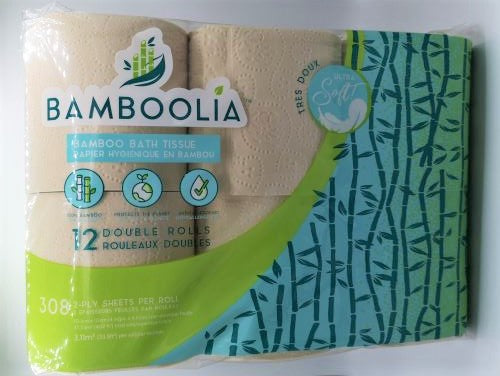 Bamboolia Bamboo 2 Ply Double Roll Bath Tissue, 12 ct
