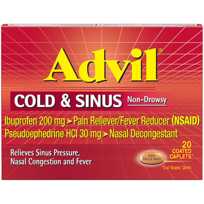 Advil Cold & Sinus Coated Caplets, 20 ct