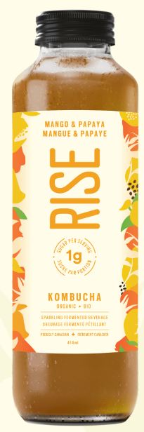 Rise Organic Mango & Papaya Kombucha, 414 mL