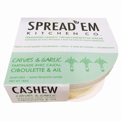 Spread 'Em Kitchen Co. Fermented Cashew Style Chives & Garlic Dairy Free Cream Cheese Spread, 183 g