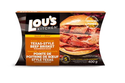 Lou’s Kitchen Sliced Fully Cooked Beef Brisket In Barbeque Sauce, 400 g