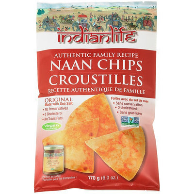 Indianlife Authentic Family Recipe Original Made With Sea Salt Non GMO Vegan Naan Chips, 170 g