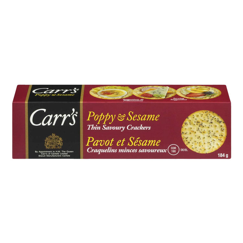 CARR'S Poppy & Sesame Thin Savoury Crackers 184g