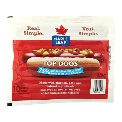 Maple Leaf Top Dogs Hot Dogs, 10 ct
