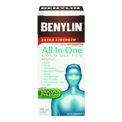 Benylin All-In-One Cold and Flu Reliever Syrup, 180 mL
