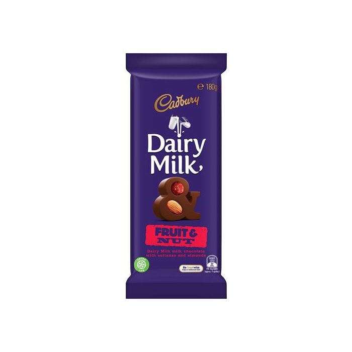 Cadbury Dairy Milk Fruit And Nut Candy Bar, 180 g