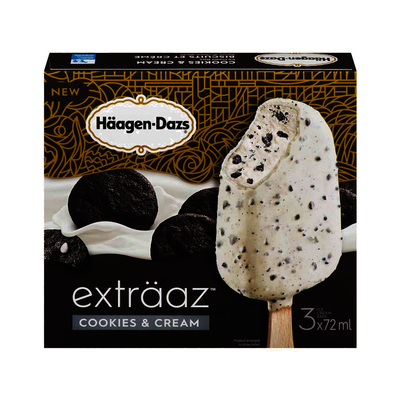 Häagen-Dazs Exträaz Cookies & Cream Ice Cream Bars, 72 mL, 3 ct