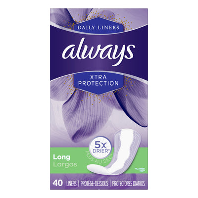 ALWAYS Xtra Protection LeakGuard OdorCore Long Daily Liners 40's