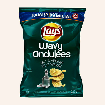 Lay's Wavy Salt & Vinegar Flavoured Potato Chips, 220 g