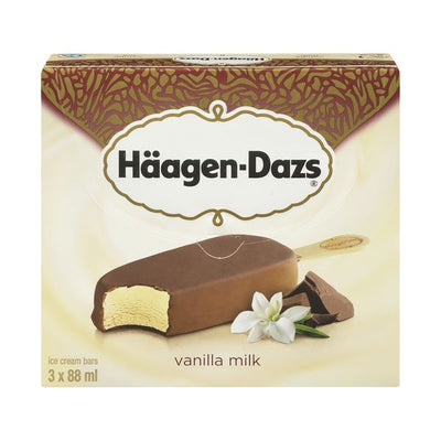 HAAGEN DAZS Vanilla Milk Ice Cream Bars 88ml 3 Pack