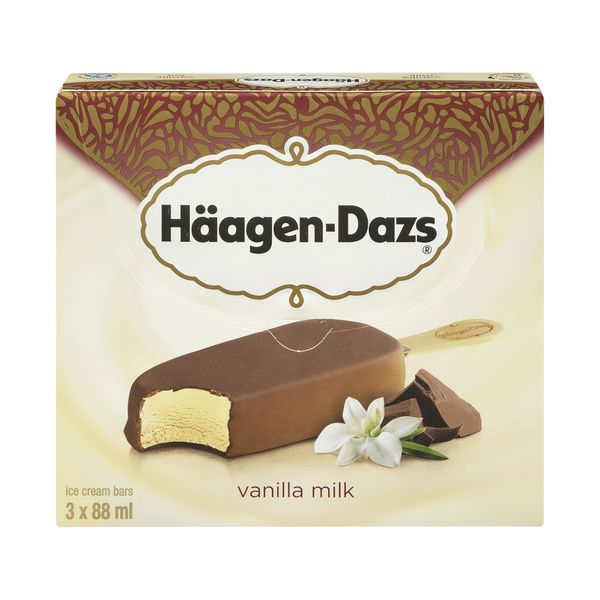 HAAGEN DAZS Vanilla Milk Ice Cream Bars 88ml 3 Pack