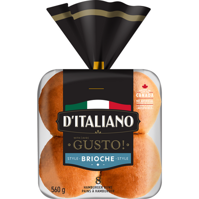 D' Italiano Gusto Brioche Burger Buns, 560 g, 8 ct