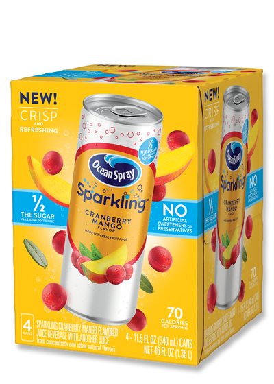 OceanSpray Sparkling Cranberry Mango Beverage, 4 ct, 340 mL, 340 ml