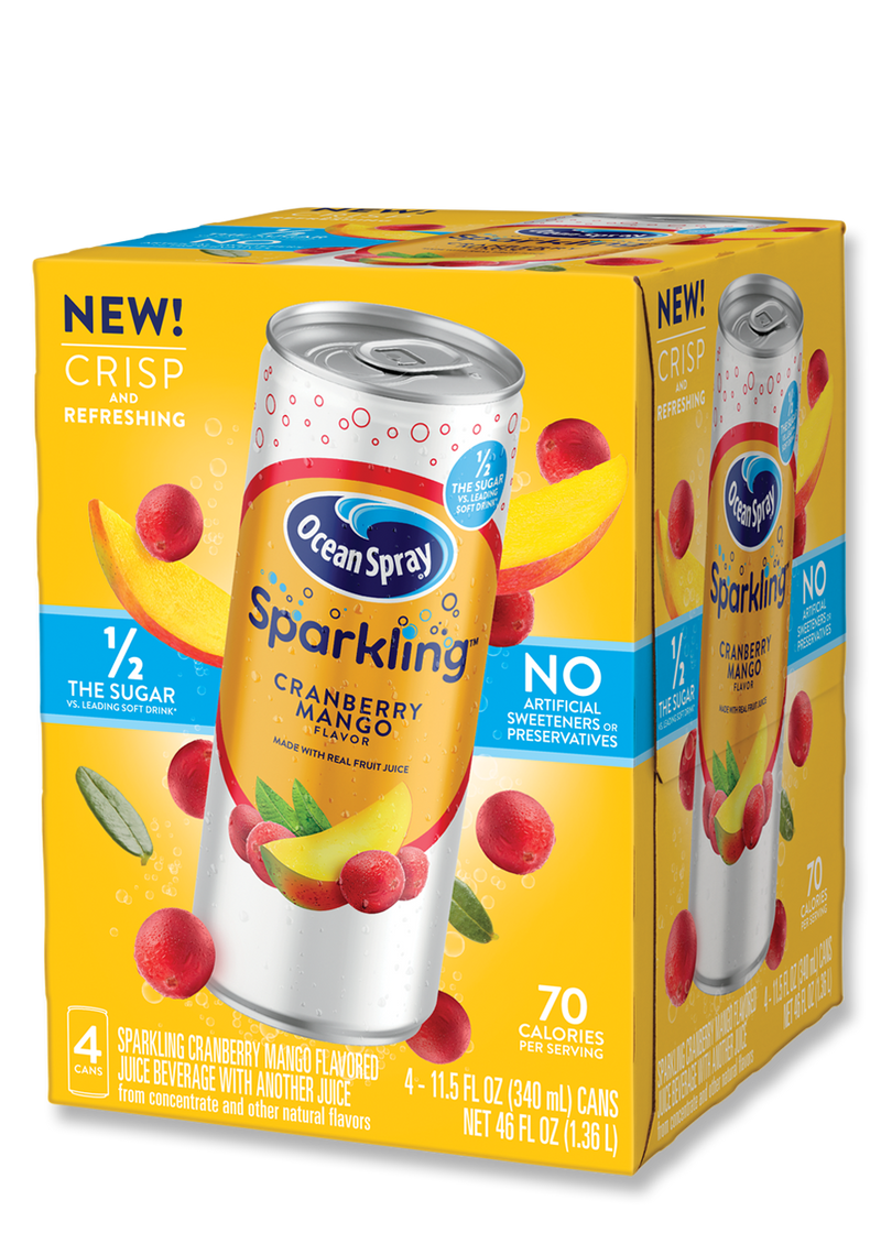 OceanSpray Sparkling Cranberry Mango Beverage, 4 ct, 340 mL, 340 ml
