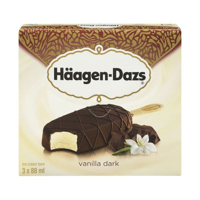 HAAGEN DAZS Vanilla Dark Ice Cream Bars 88ml 3 Pack