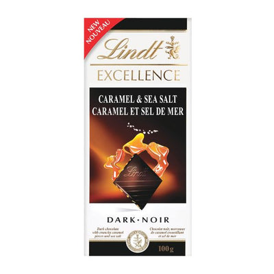 LINDT Excellence Caramel & Sea Salt Dark Chocolate Bar 100g