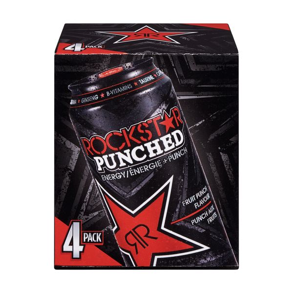 Rockstar Punched Fruit Punch Energy Drink, 4 ct