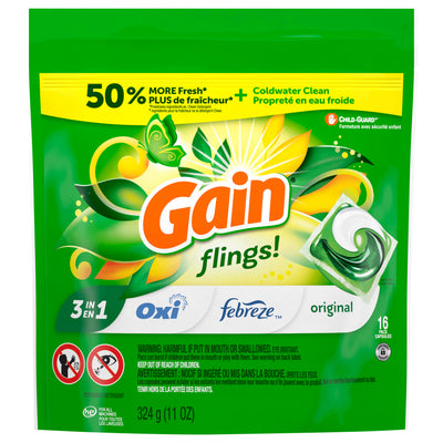 Gain Original Flings with Oxi Boost and Febreeze, 369 g, 16 ct