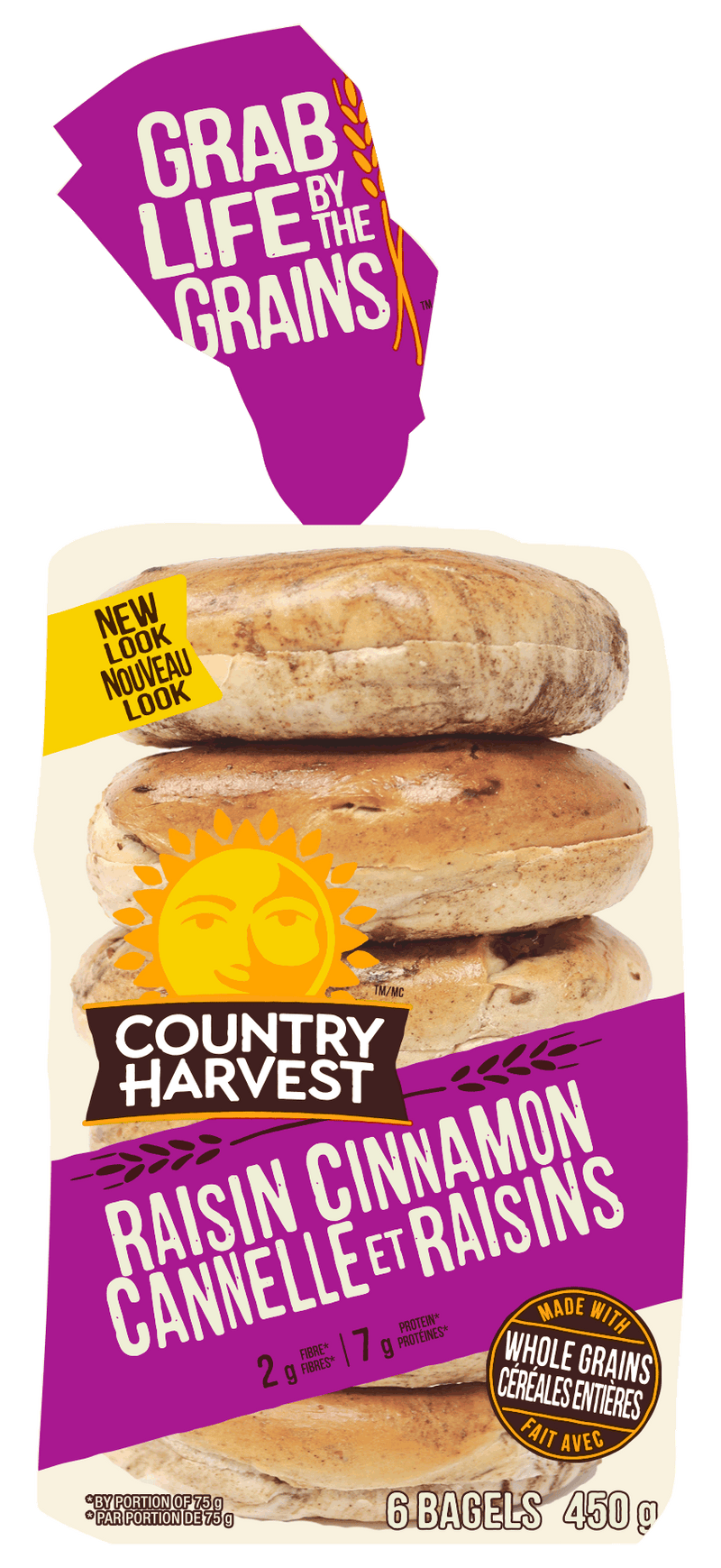 COUNTRY HARVEST Raisin Cinnamon Bagels 450g