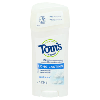 Tom's of Maine Unscented Long Lasting Deodorant, 64 g