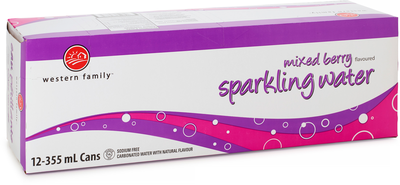 Western Family Mixed Berry Sparkling Water, 355 mL, 12 ct