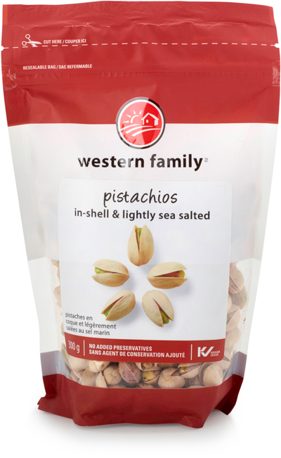 WESTERN FAMILY In-shell & Lightly Sea Salted Pistachios 300g