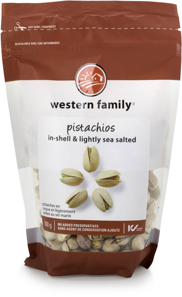 WESTERN FAMILY In-shell & Lightly Sea Salted Pistachios 300g