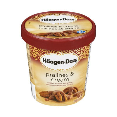 HAAGEN DAZS Pralines & Cream Vanilla Ice Cream with Praline Pecans and Ribbons of Caramel 500ml