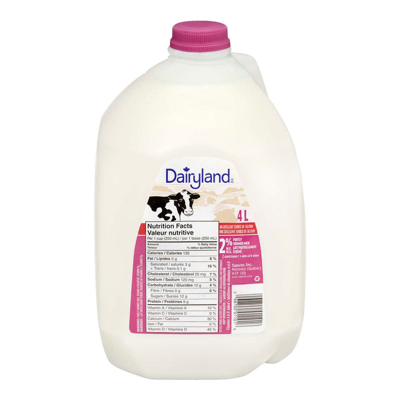 DAIRYLAND 2% Partly Skimmed Milk 4 litre