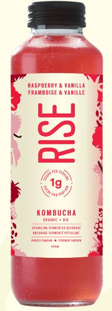 Rise Organic Raspberry Vanilla Kombucha, 414 mL