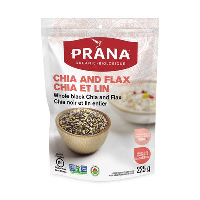 Prana Organic Gluten Free Non GMO Whole Black Chia And Flax, 225 g