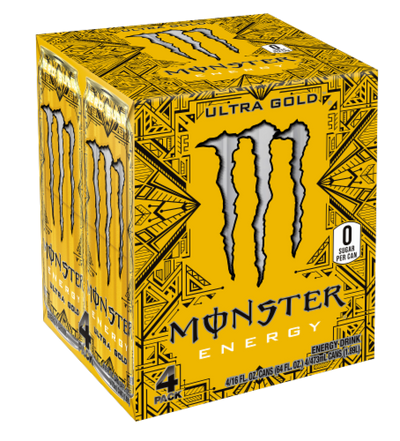 Monster 4 Pack Zero Sugar Ultra Gold Energy Drink, 473 mL, 4 ct