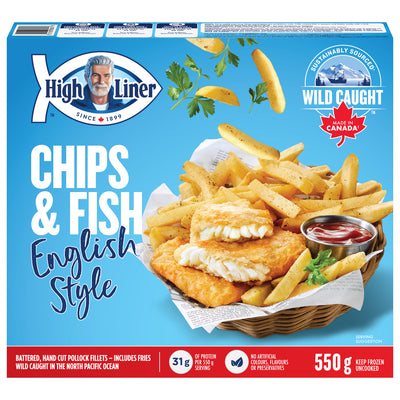 High Liner English Style Chips & Fish 4 Battered Fish Fillets, 550 g