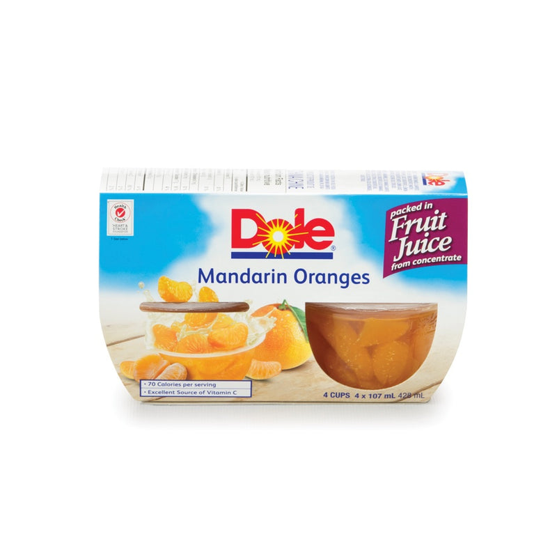 Dole Mandarin Oranges Packed In Fruit Juice, 107 mL, 4 ct
