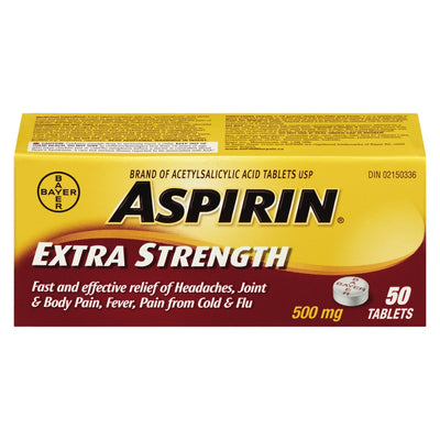 BAYER Extra Strength 50 Tablets Aspirin 500mg
