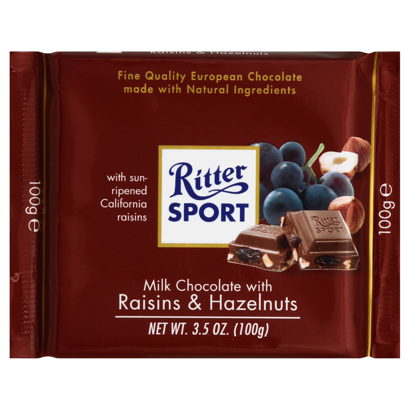 RITTER SPORT with Raisins & Hazelnuts Milk Chocolate 99g