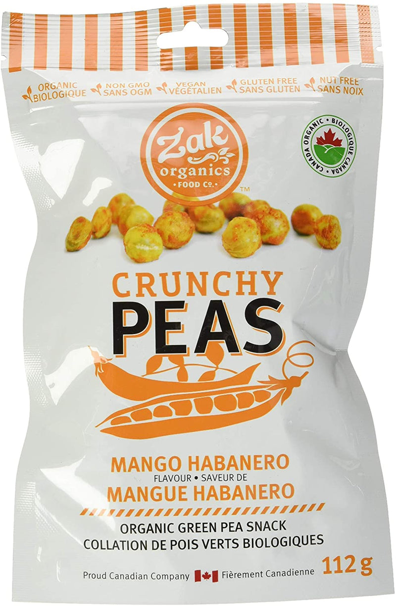 Zak Organics Food Co Mango Habanero Flavor Organic Crunchy Green Pea Snacks, 112 g