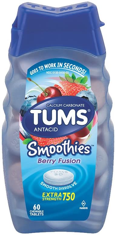 Tums Smoothies Berry Fusion Antacid, 60 ct