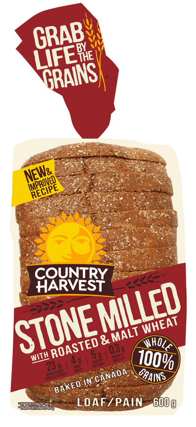 COUNTRY HARVEST Stone Milled with Roasted & Malt Wheat Loaf 600g