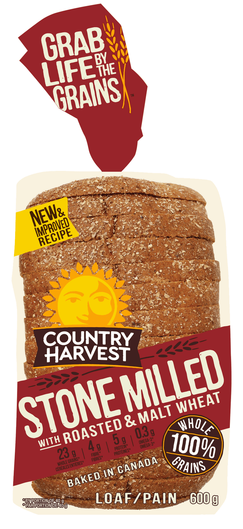 COUNTRY HARVEST Stone Milled with Roasted & Malt Wheat Loaf 600g