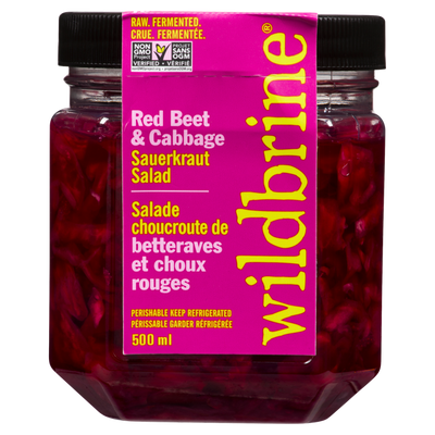 Wildbrine Raw Fermented Non GMO Red Beet & Cabbage Sauerkraut Salad, 500 mL